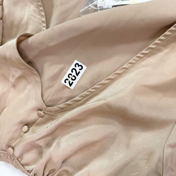 Baltic Born Maxi Dress Womens Small Tan Venus Pleated Long Sleeve Old Money New* - Picture 11 of 11